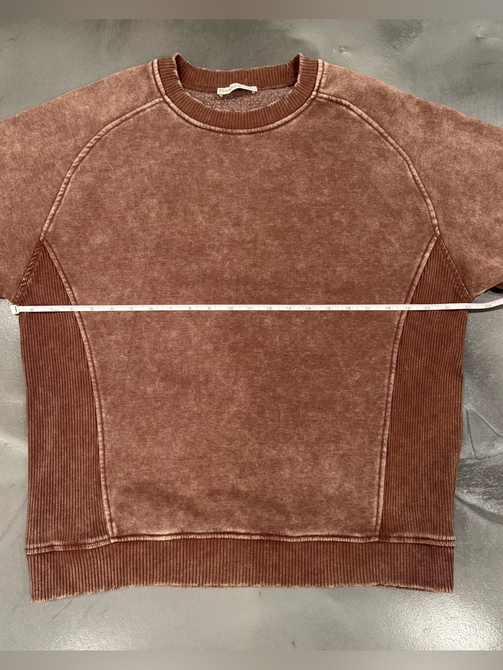 Zenana Outfitters Washed Brown Crewneck Sweatshirt - Picture 2 of 7